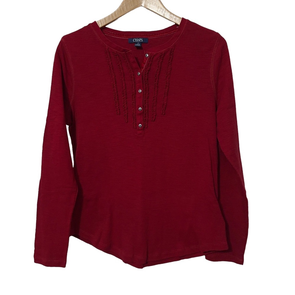 Chaps Womens Ruffle Front Top - Picture 4 of 4